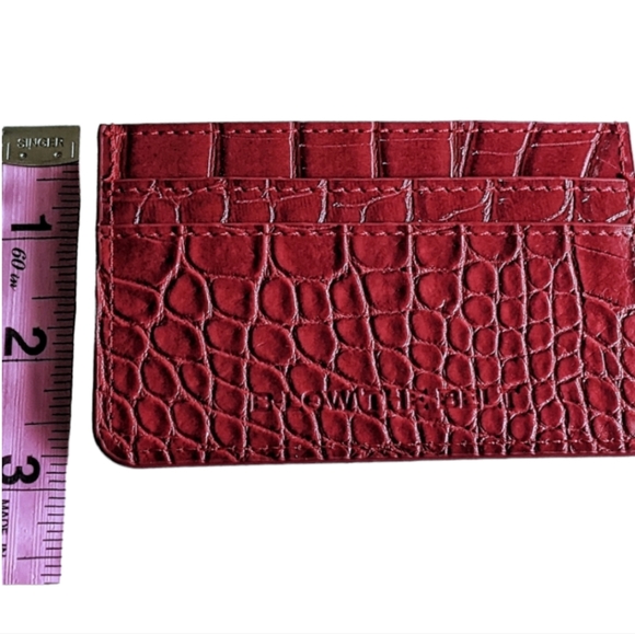 🔖NWT! B-Low The Belt Slim Minimalist Wallet Red Croc Gold Zipper Accent - Picture 6 of 7